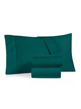 new EMERALD GREEN Charter Club Damask Solid 550 TC 100% Cotton KING Sheet Set